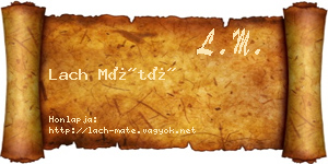 Lach Máté névjegykártya